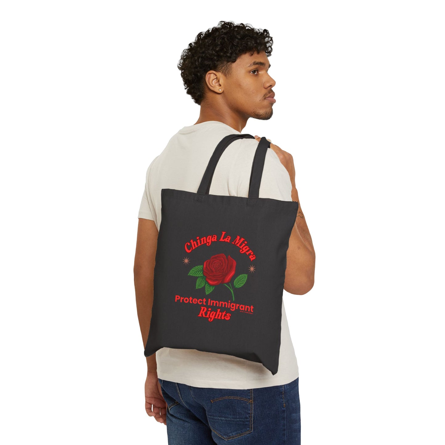 Power in Bloom: Protect Immigrant Rights Canvas Tote Bag - Floral Design, Eco-Friendly Shopping, Protest, Activism, Gift for Advocates
