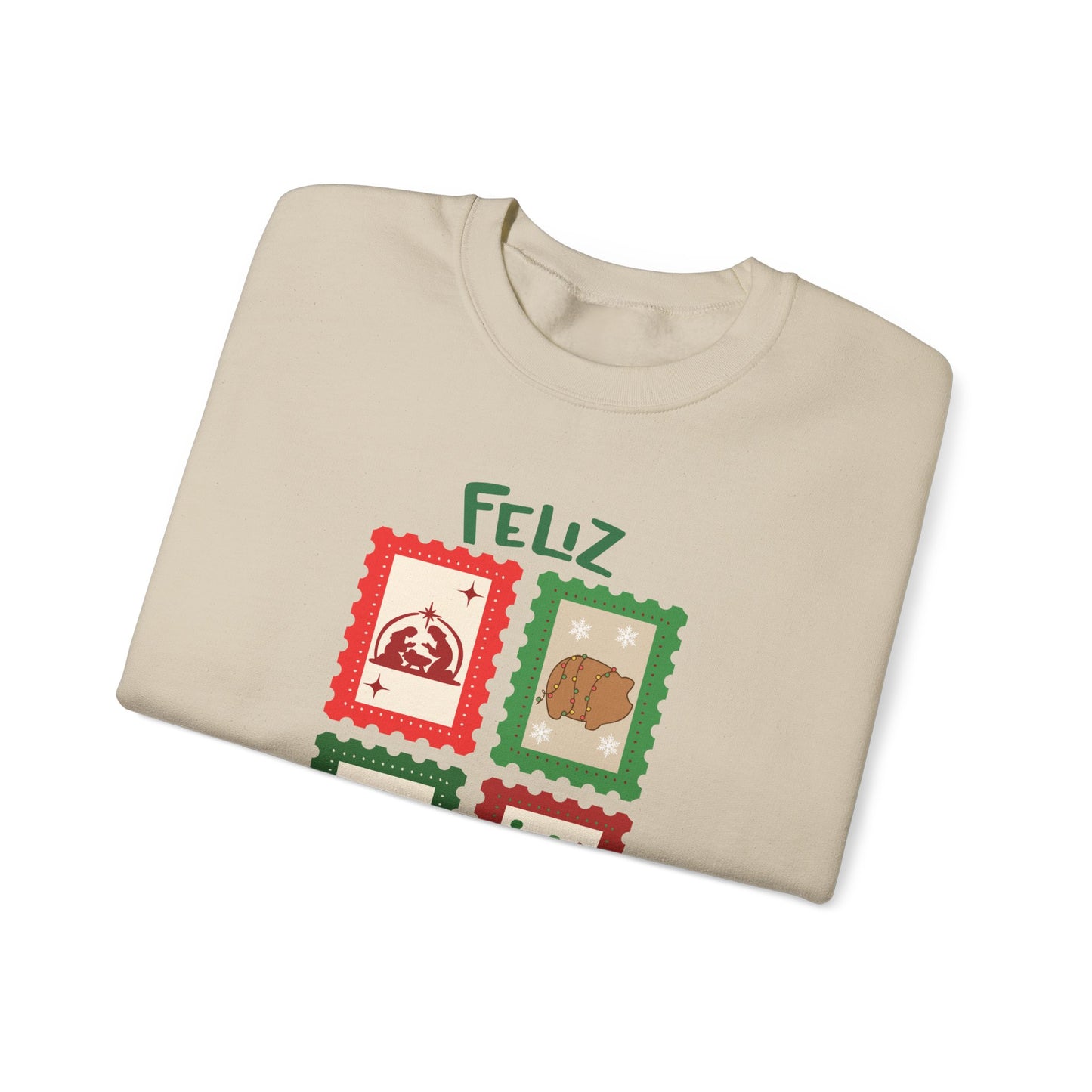 Feliz Navidad Stamp Sweatshirt™ | Cute Latina Christmas Crewneck | Pan Dulce & Champurrado Design