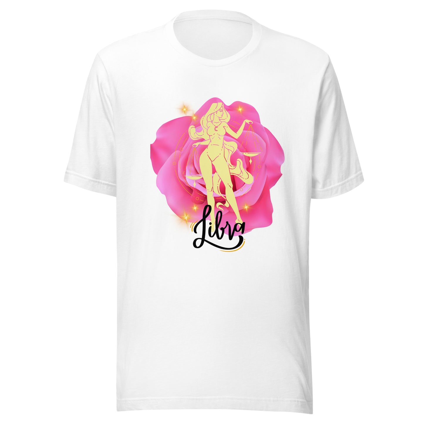 Libra Goddes Zodiac Sign Pink Rose Unisex t-shirt