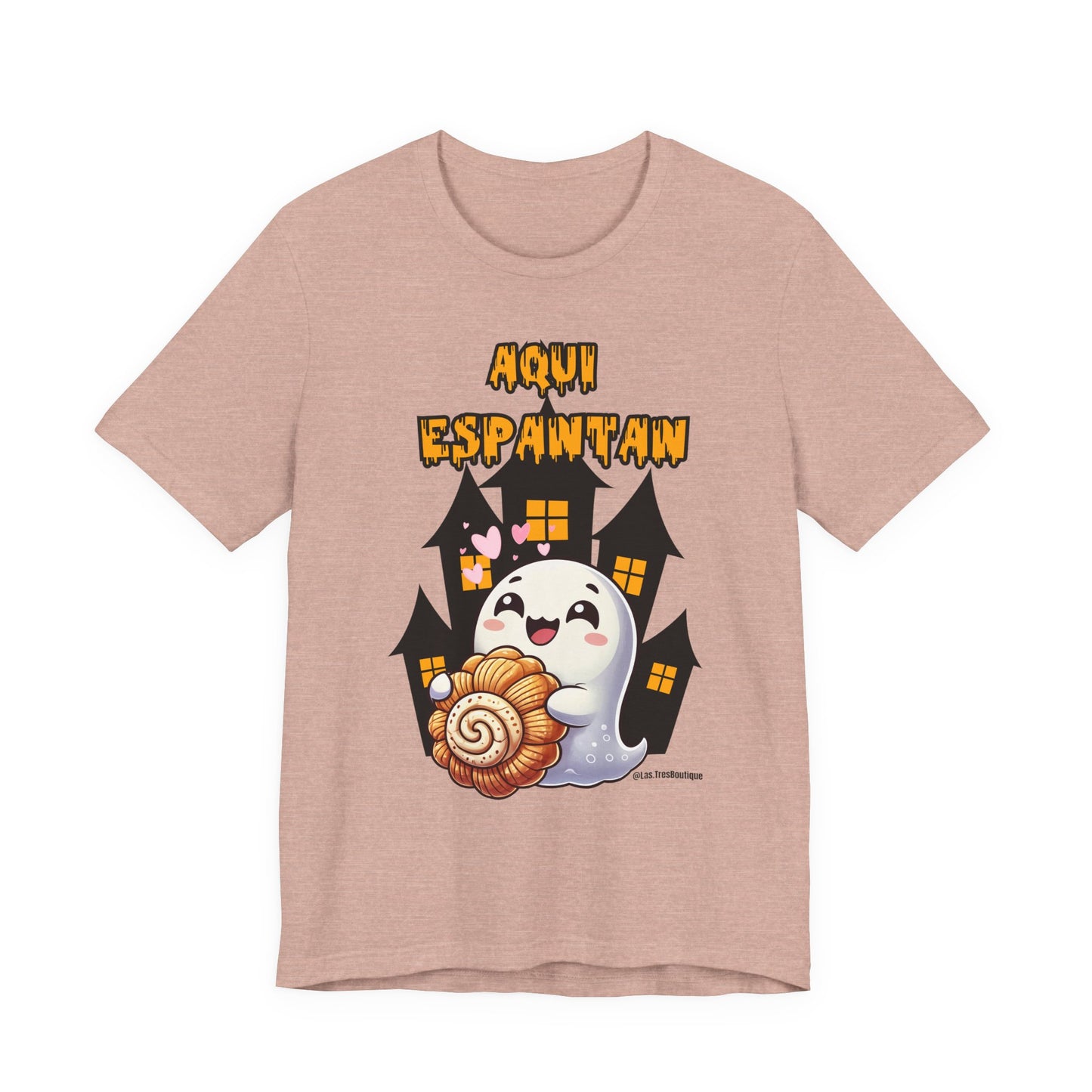 "Aqui Espantan" Cute Ghost Halloween Tee, Funny Ghost Shirt, Halloween Costume, Spooky T-Shirt, Gift for Halloween Lovers
