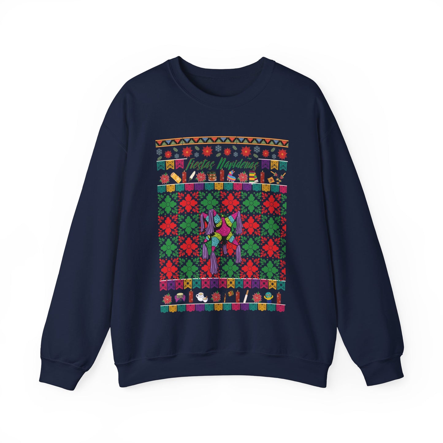 "Fiestas Navideñas Ugly Christmas Sweater" Unisex Crewneck Sweatshirt