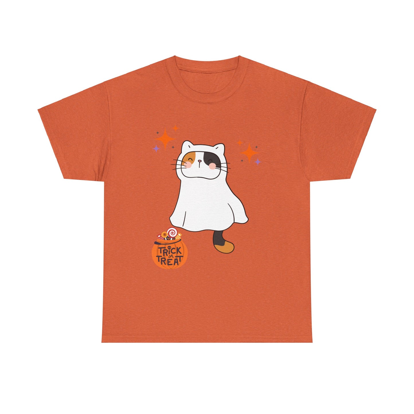 Cute Kitten Ghost Halloween T-Shirt – Spooky and Sweet Trick-or-Treat Design