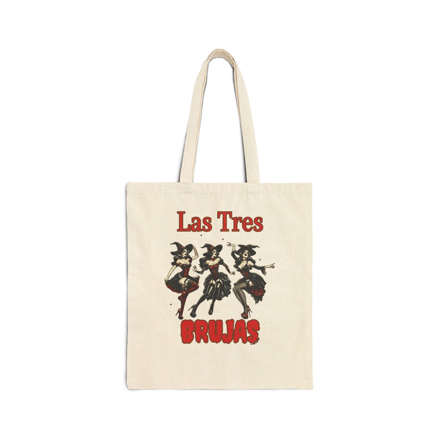 Las Tres Brujas Halloween Cotton Canvas Tote Bag