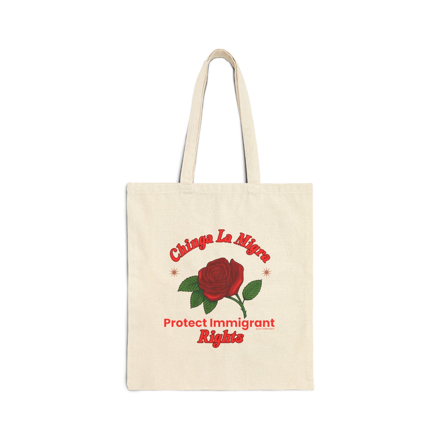 Power in Bloom: Protect Immigrant Rights Canvas Tote Bag - Floral Design, Eco-Friendly Shopping, Protest, Activism, Gift for Advocates