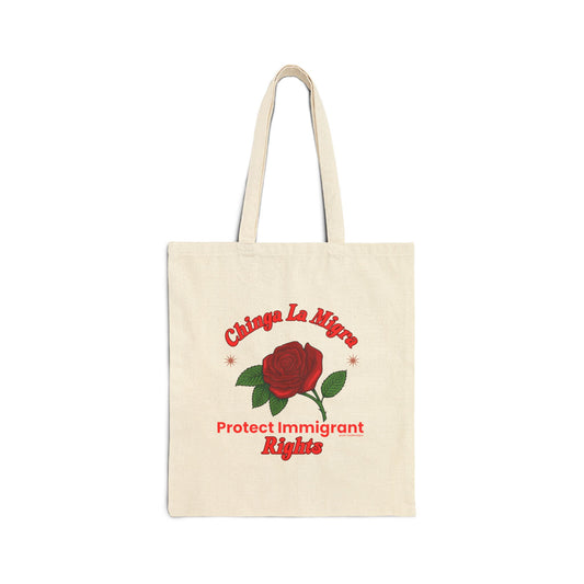 Power in Bloom: Protect Immigrant Rights Canvas Tote Bag - Floral Design, Eco-Friendly Shopping, Protest, Activism, Gift for Advocates