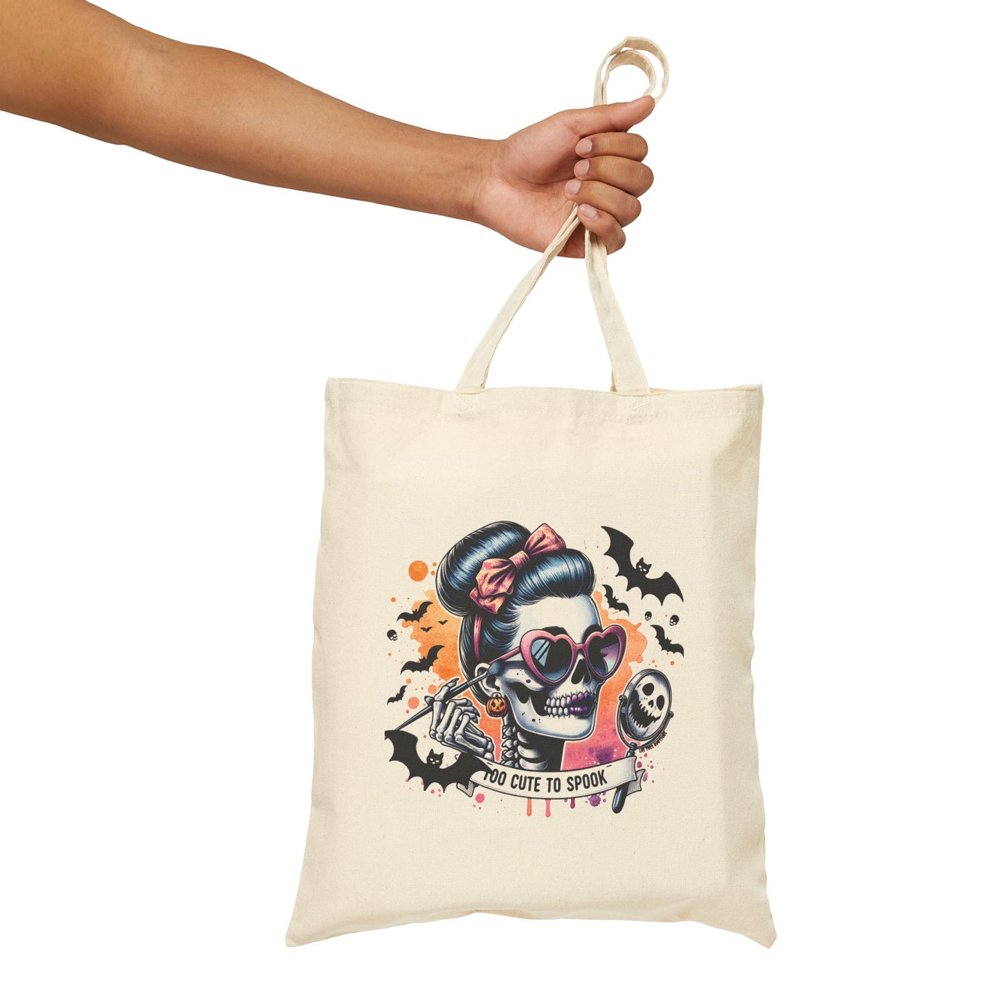 Too Cute to Spook Halloween Cotton Canvas Tote Bag