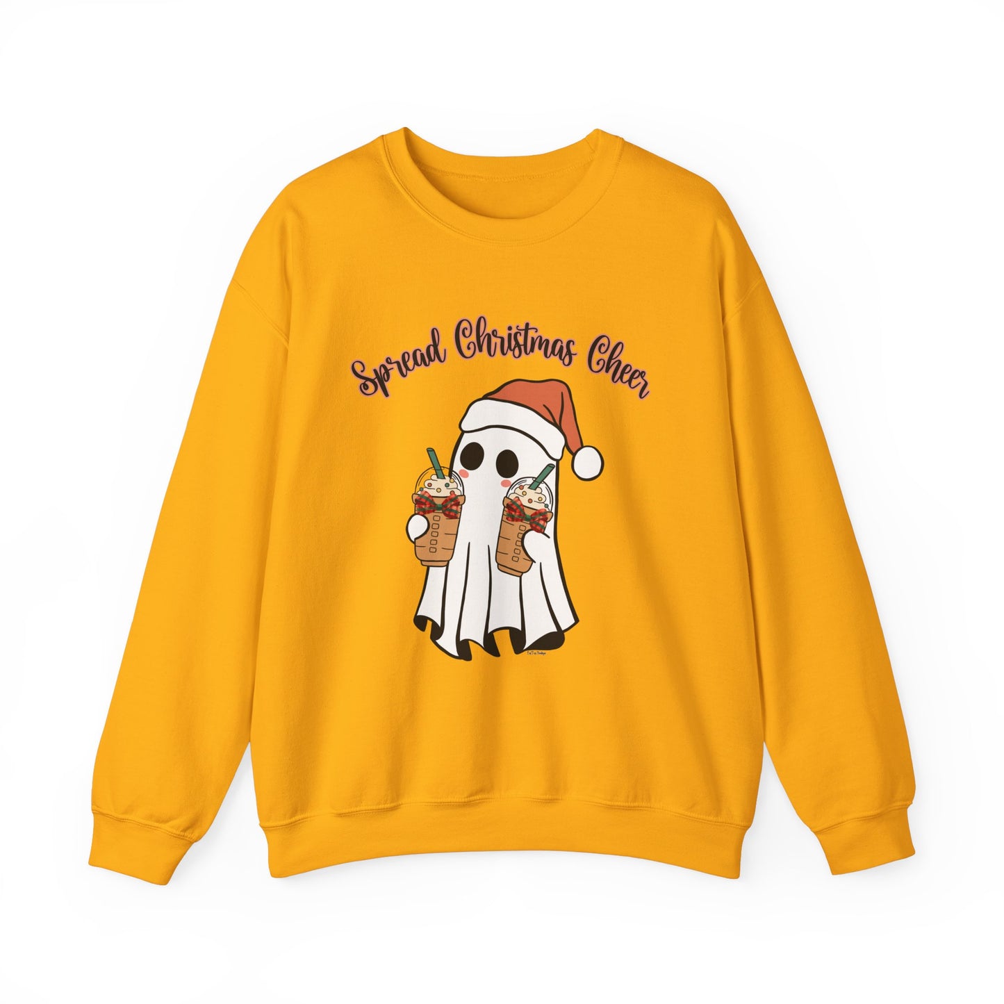 Spread Christmas Cheer Ghost and Coffee Christmas Coquette Unisex Heavy Blend™ Crewneck Sweatshirt