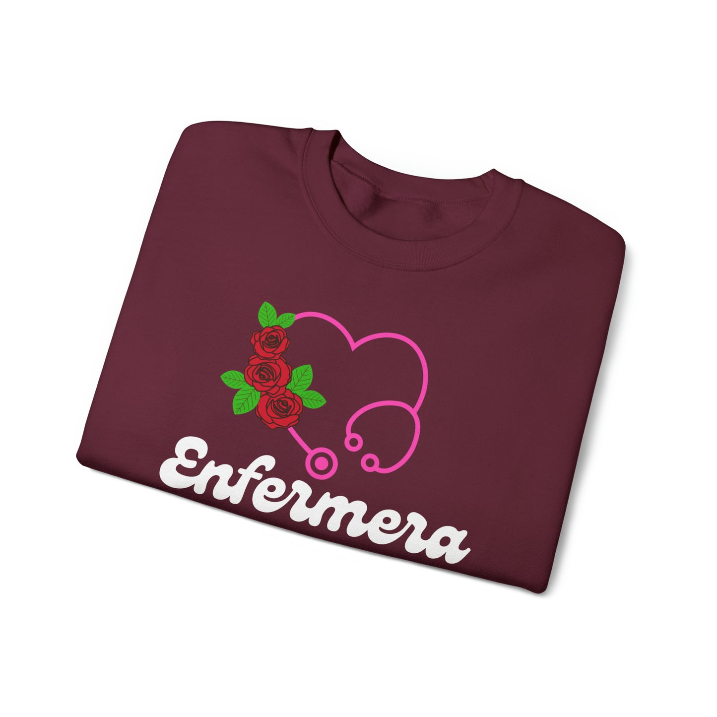 Enfermera Floriada Rose & Pink Stethescope Unisex Heavy Blend™ Crewneck Sweatshirt