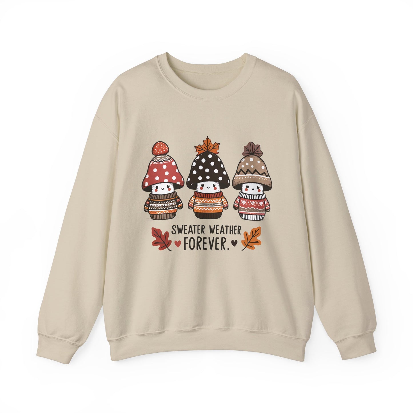 Cozy Fall Sweatshirt with Cute Mushrooms in Sweaters & Beanies – Whimsical Autumn Fashion for Latina Style