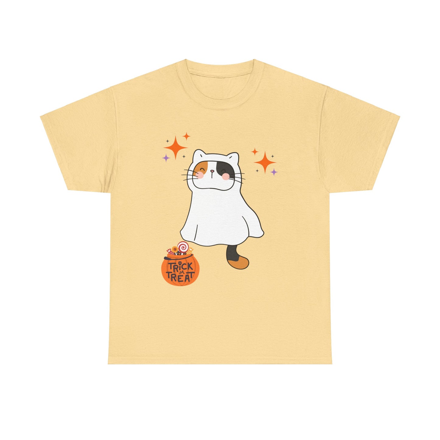 Cute Kitten Ghost Halloween T-Shirt – Spooky and Sweet Trick-or-Treat Design