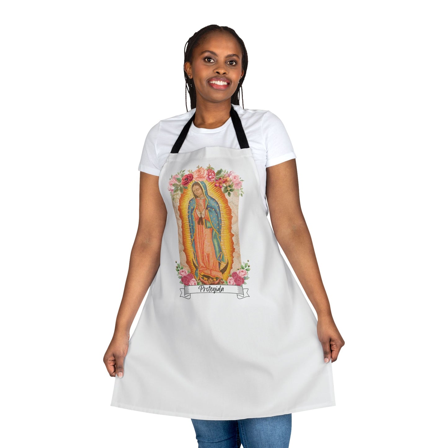 "Protegida" Virgen de Guadalupe Unisex t-shirt, mother's day, 12 de Diciembre-Apron, 5-Color Straps