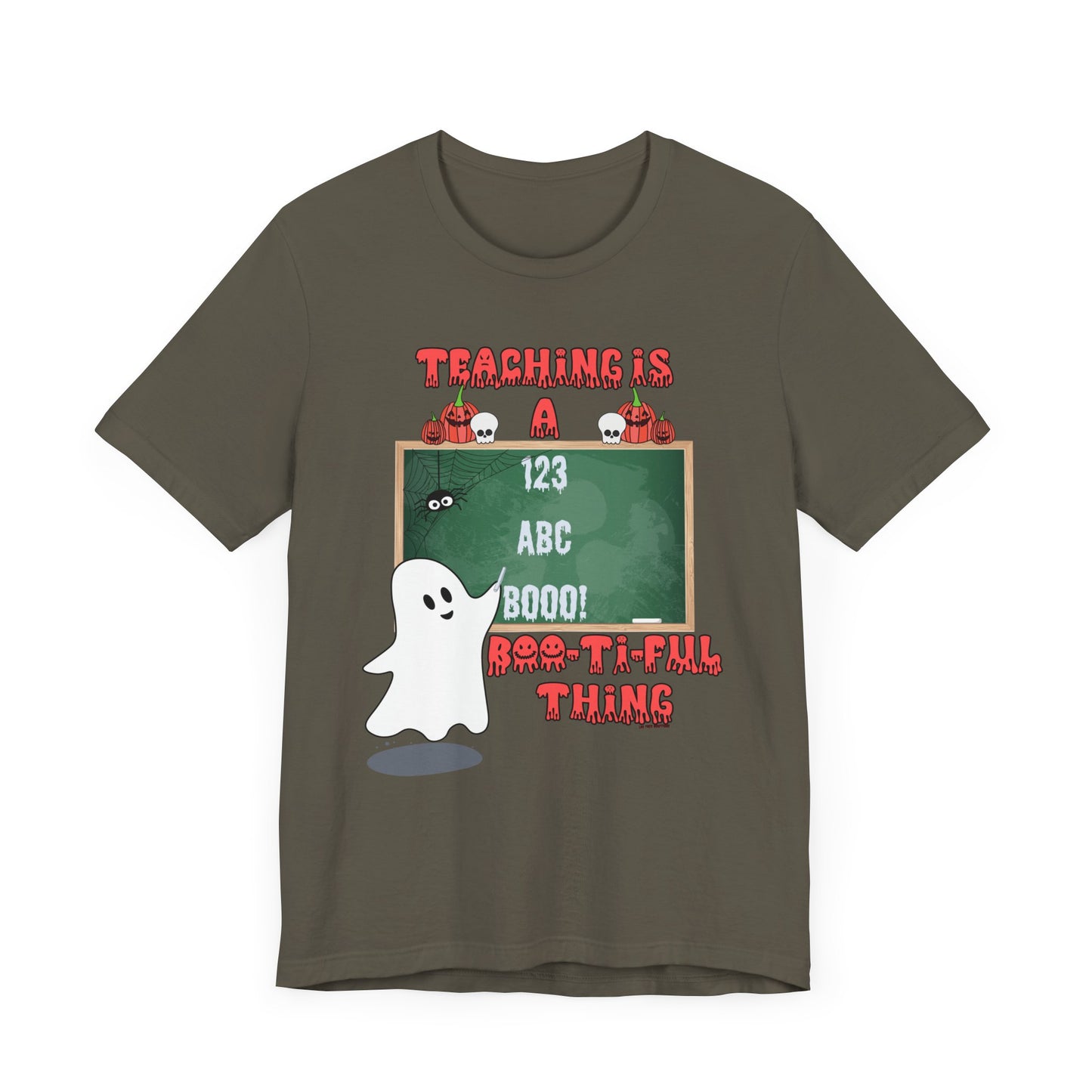 "Teaching is a Boo-ti-ful Thing" Halloween Teacher Shirt – Cute Ghost, Pumpkins & Spider Design