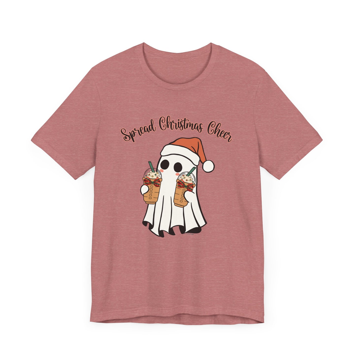 Spread Christmas Cheer Ghost and Coffee Christmas Coquette Unisex Jersey Short Sleeve Tee