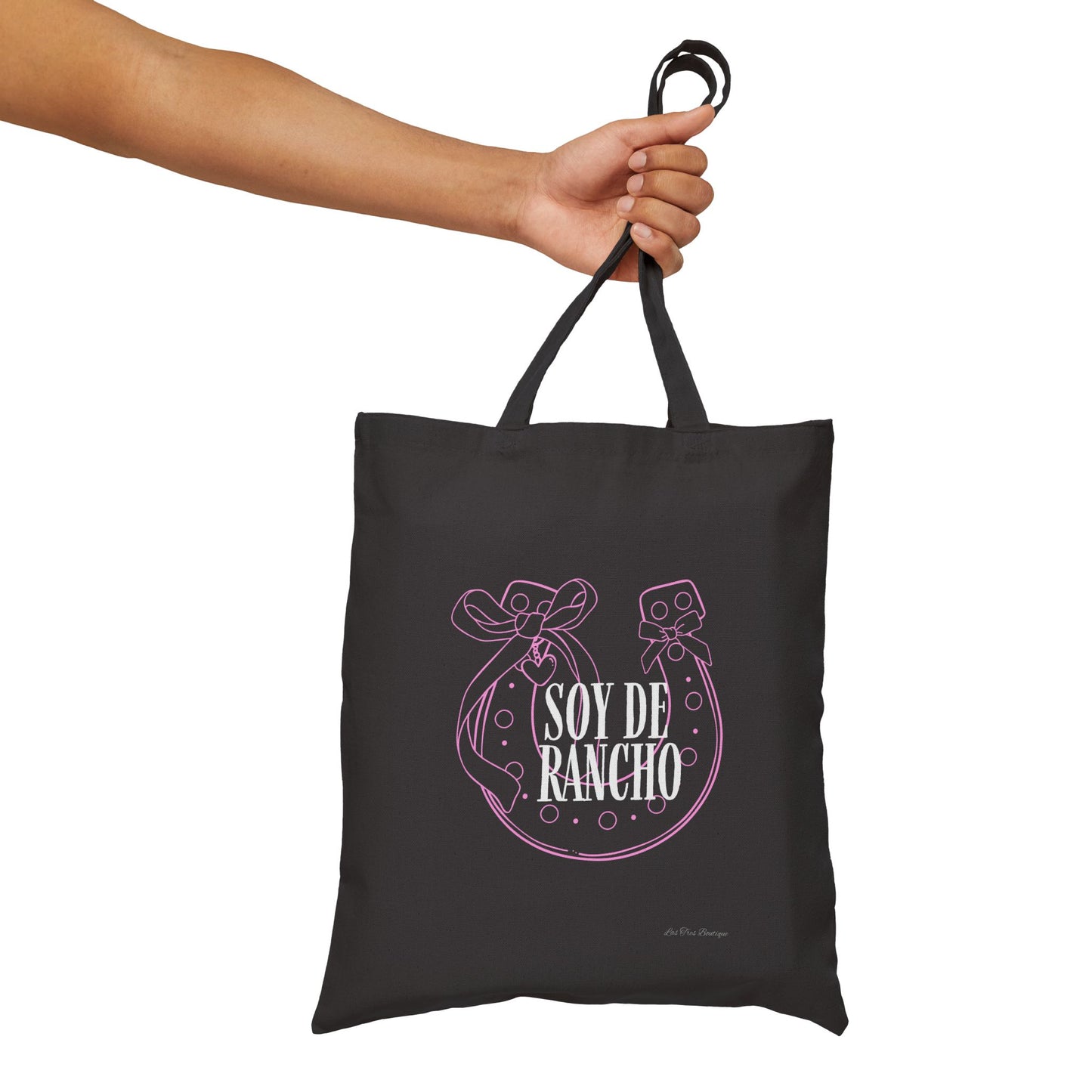 Soy de Rancho Pink Horseshoe Coquette Cotton Canvas Tote Bag