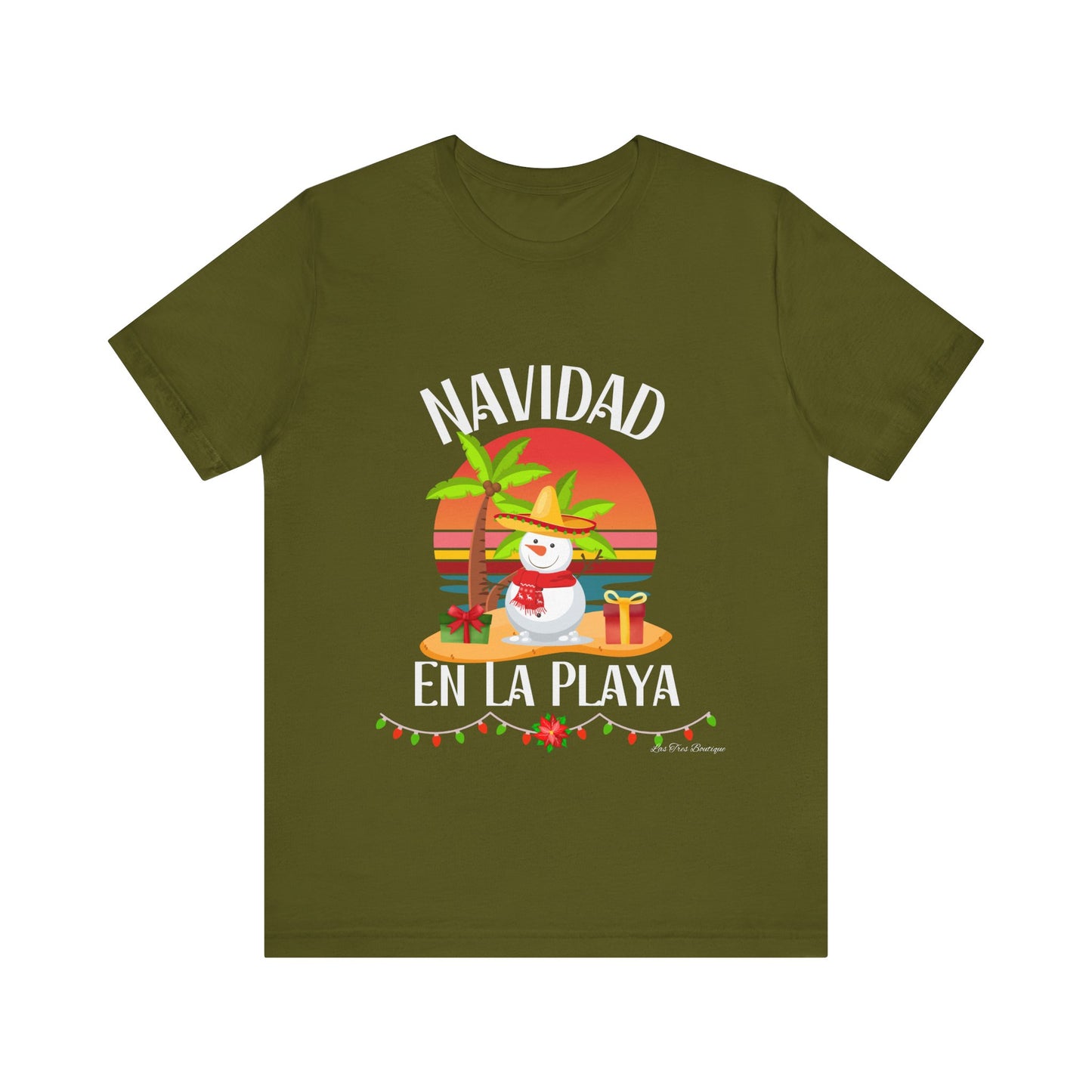 Navidad en La Playa Snowman on the Beach Unisex Jersey Short Sleeve Tee