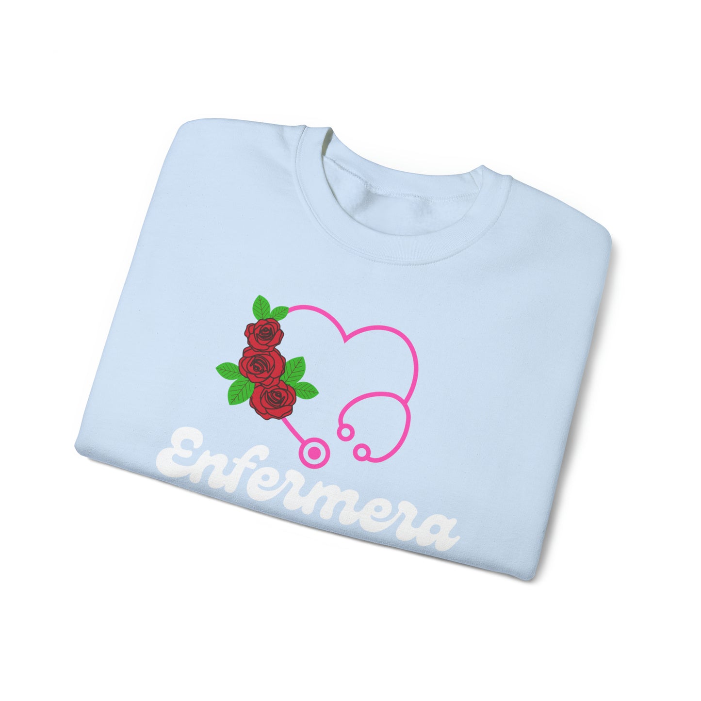 Enfermera Floriada Rose & Pink Stethescope Unisex Heavy Blend™ Crewneck Sweatshirt