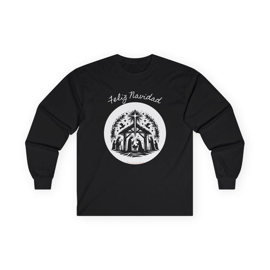 "'Feliz Navidad' escena de Nacimiento" Unisex Ultra Cotton Long Sleeve Tee