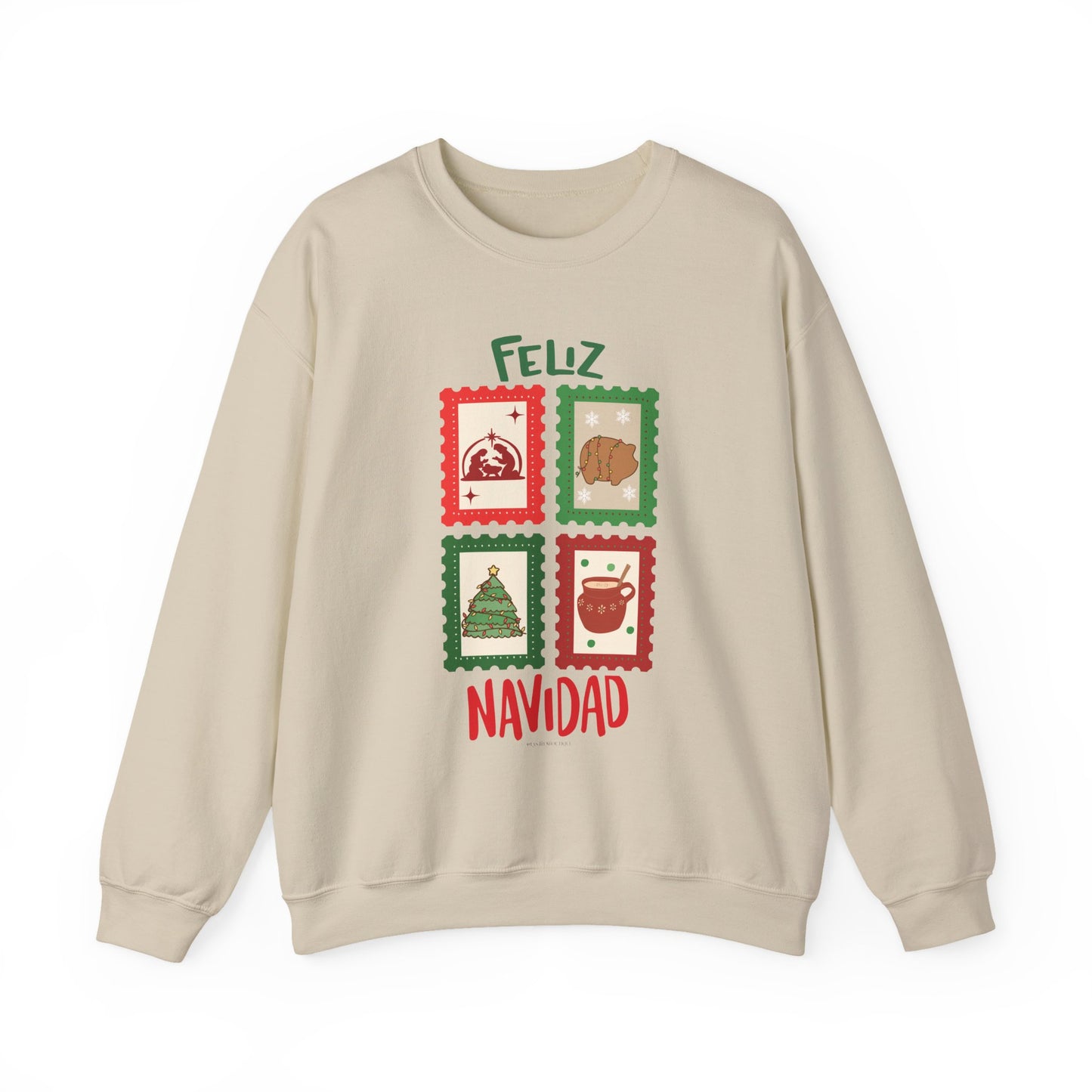Feliz Navidad Stamp Sweatshirt™ | Cute Latina Christmas Crewneck | Pan Dulce & Champurrado Design