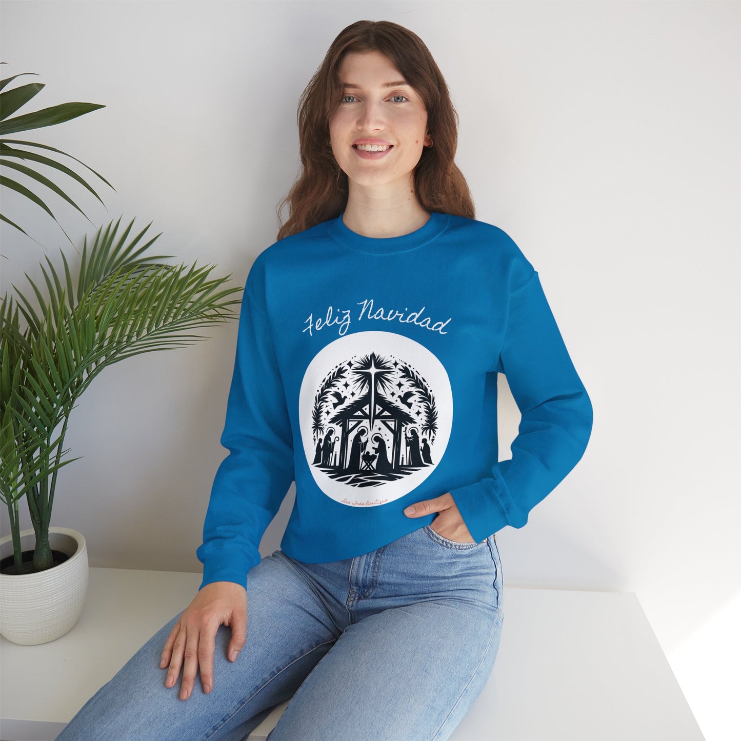 "'Feliz Navidad' escena de Nacimiento" Unisex Heavy Blend™ Crewneck Sweatshirt