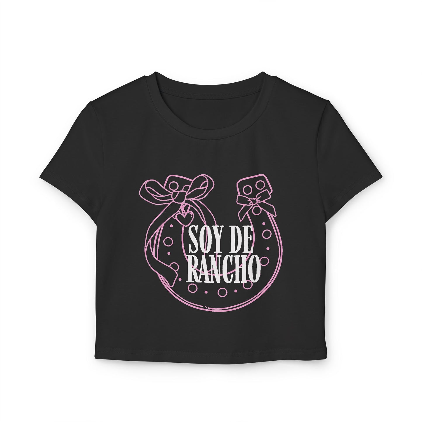 Soy de Rancho Pink Horseshoe - Ranchera Coquette Baby Tee