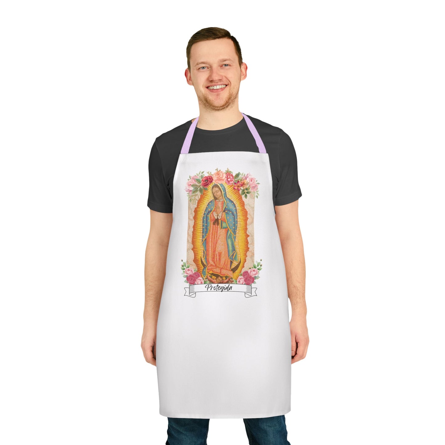 "Protegida" Virgen de Guadalupe Unisex t-shirt, mother's day, 12 de Diciembre-Apron, 5-Color Straps