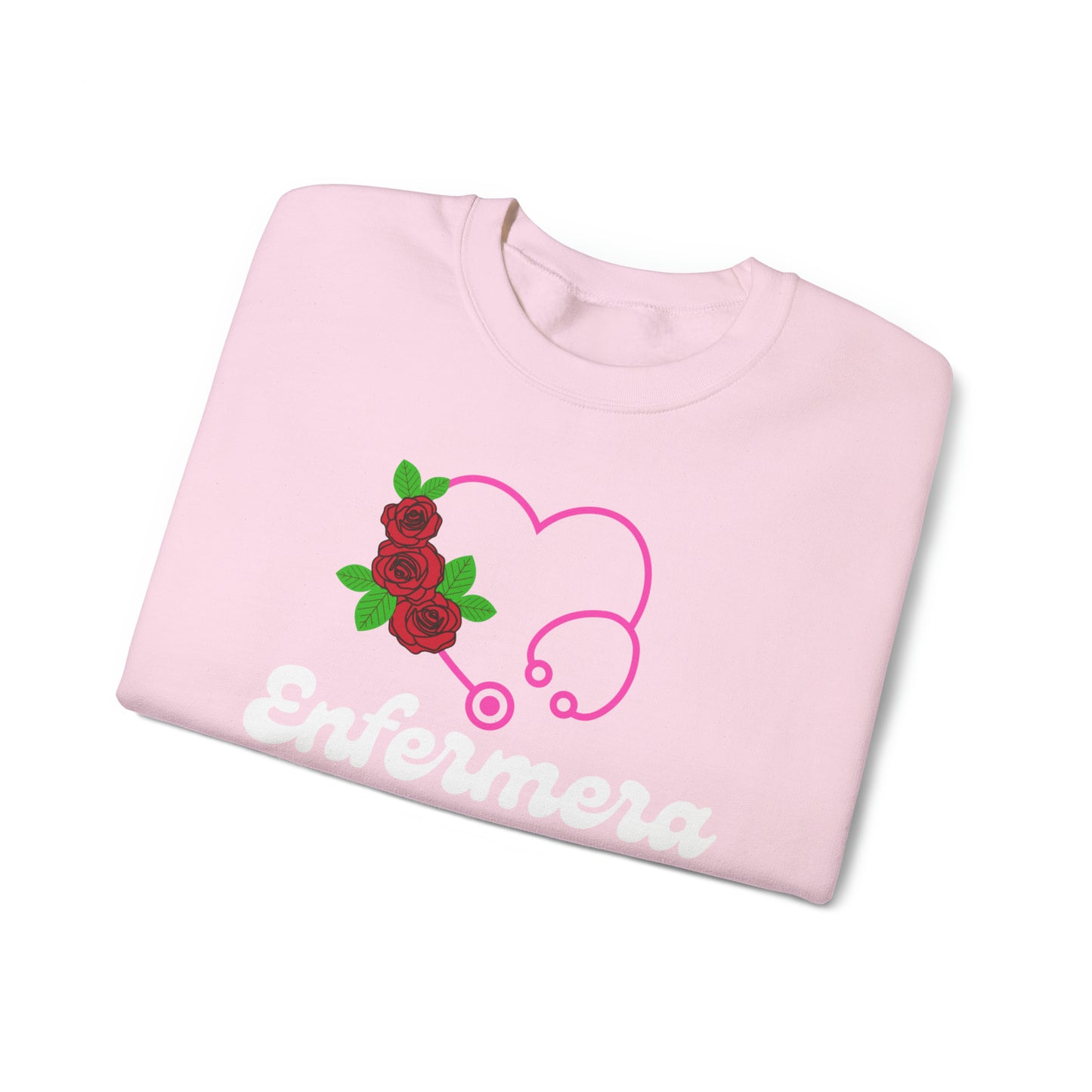 Enfermera Floriada Rose & Pink Stethescope Unisex Heavy Blend™ Crewneck Sweatshirt