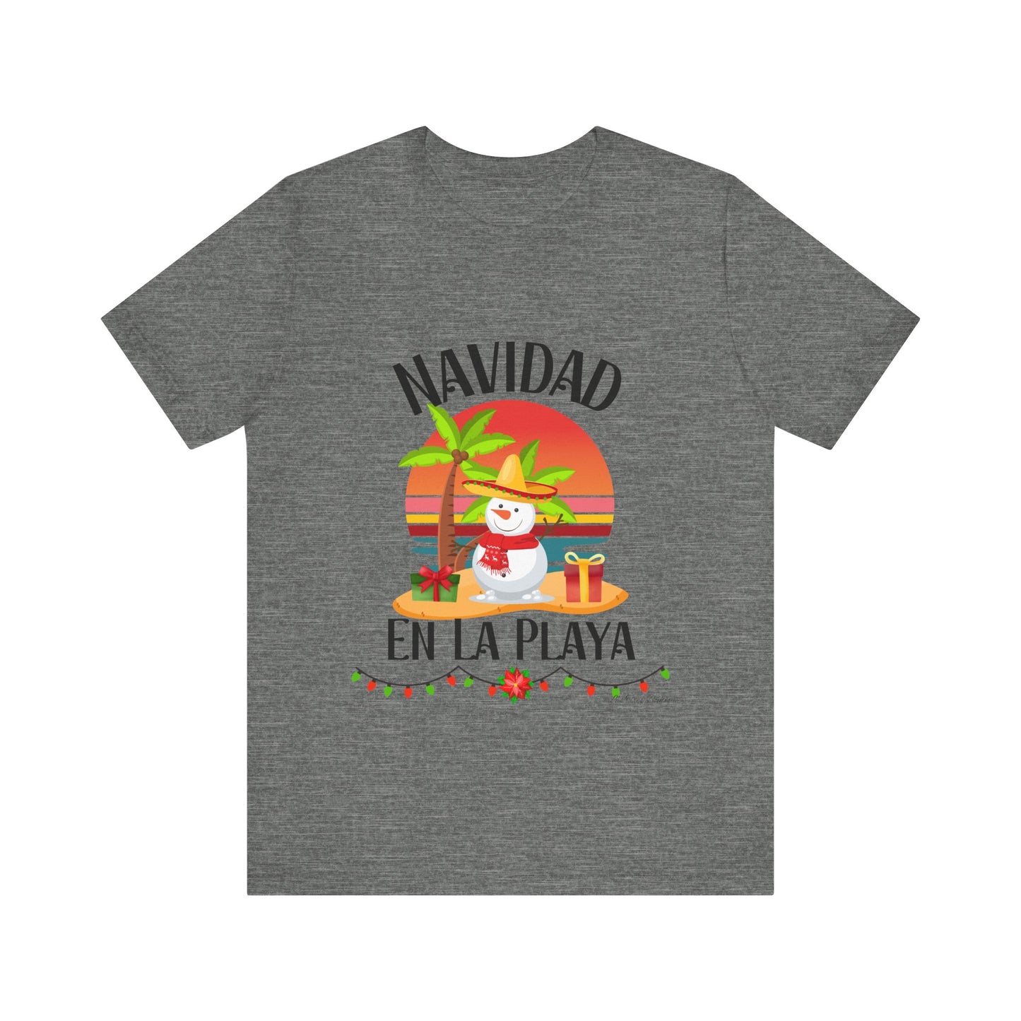 Navidad en La Playa Snowman on the Beach Unisex Jersey Short Sleeve Tee