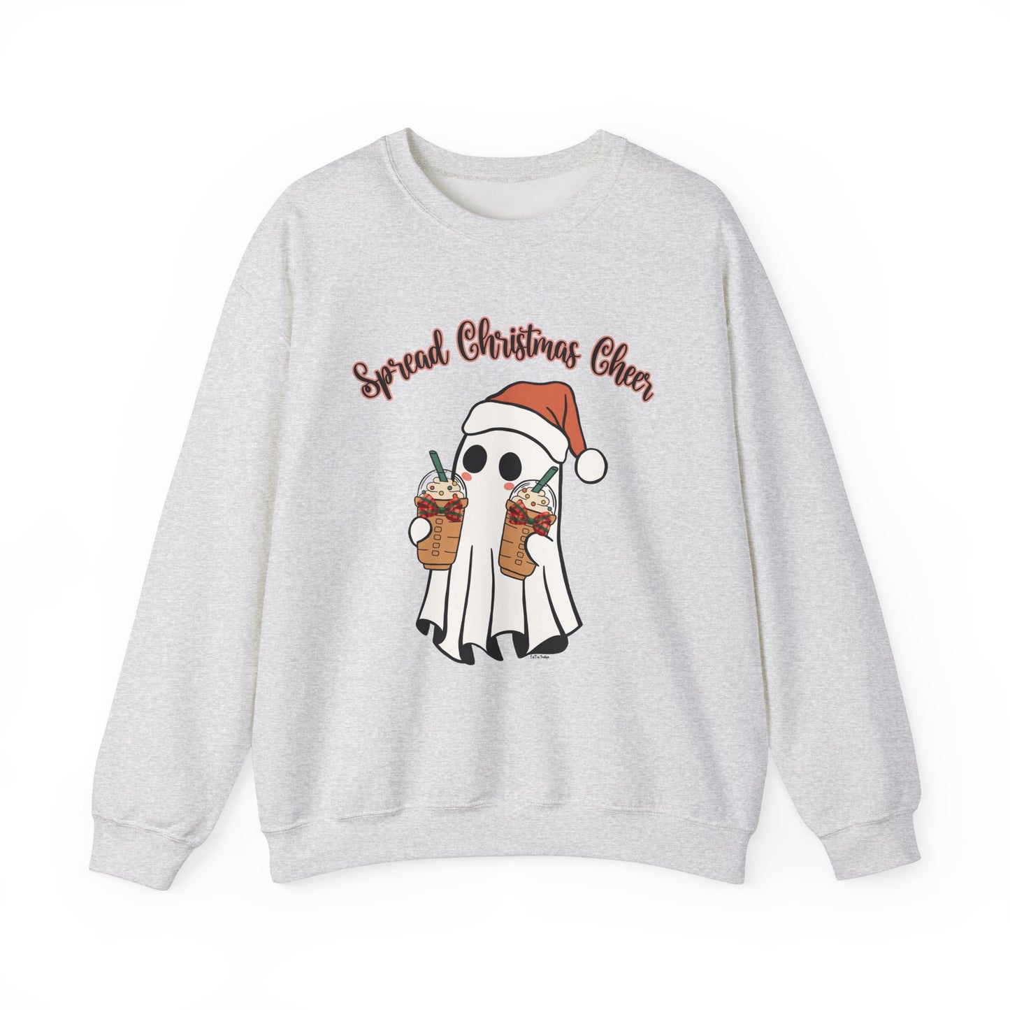 Spread Christmas Cheer Ghost and Coffee Christmas Coquette Unisex Heavy Blend™ Crewneck Sweatshirt