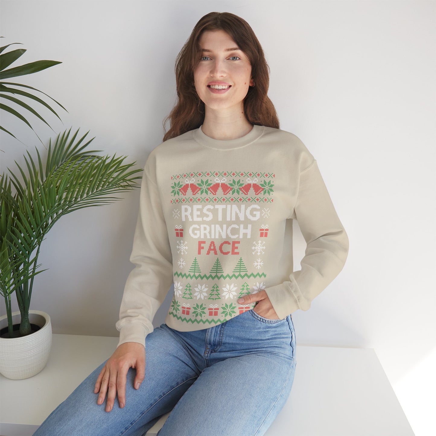 Resting Grinch Face Ugly Christmas Unisex Heavy Blend™ Crewneck Sweatshirt