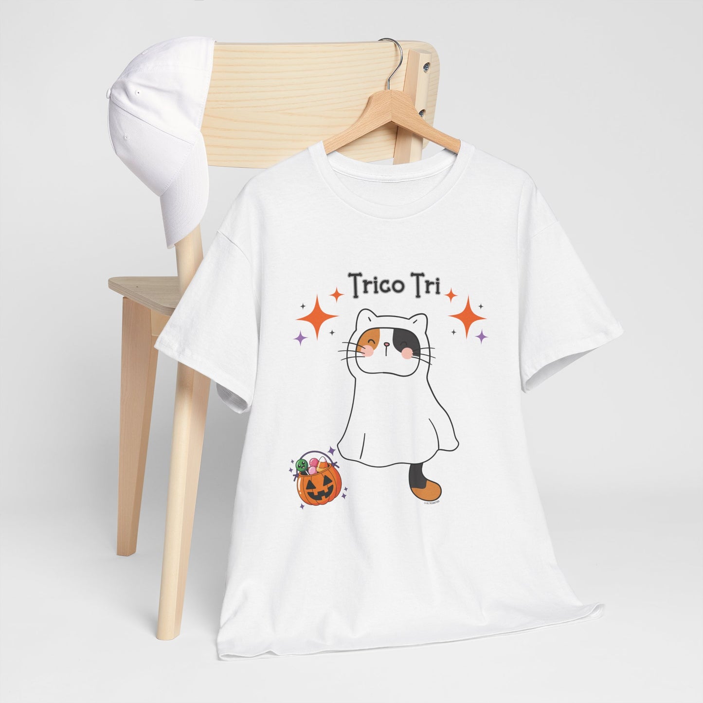 Trico Tri Halloween Cat Shirt – Calico Ghost t shirt