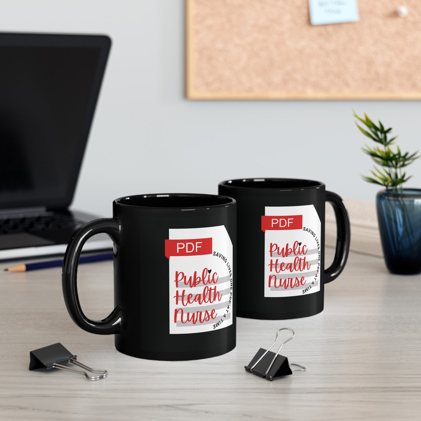 Public Health Nurse- Saving Lives, one PDF at a time Black Mug (11oz, 15oz)