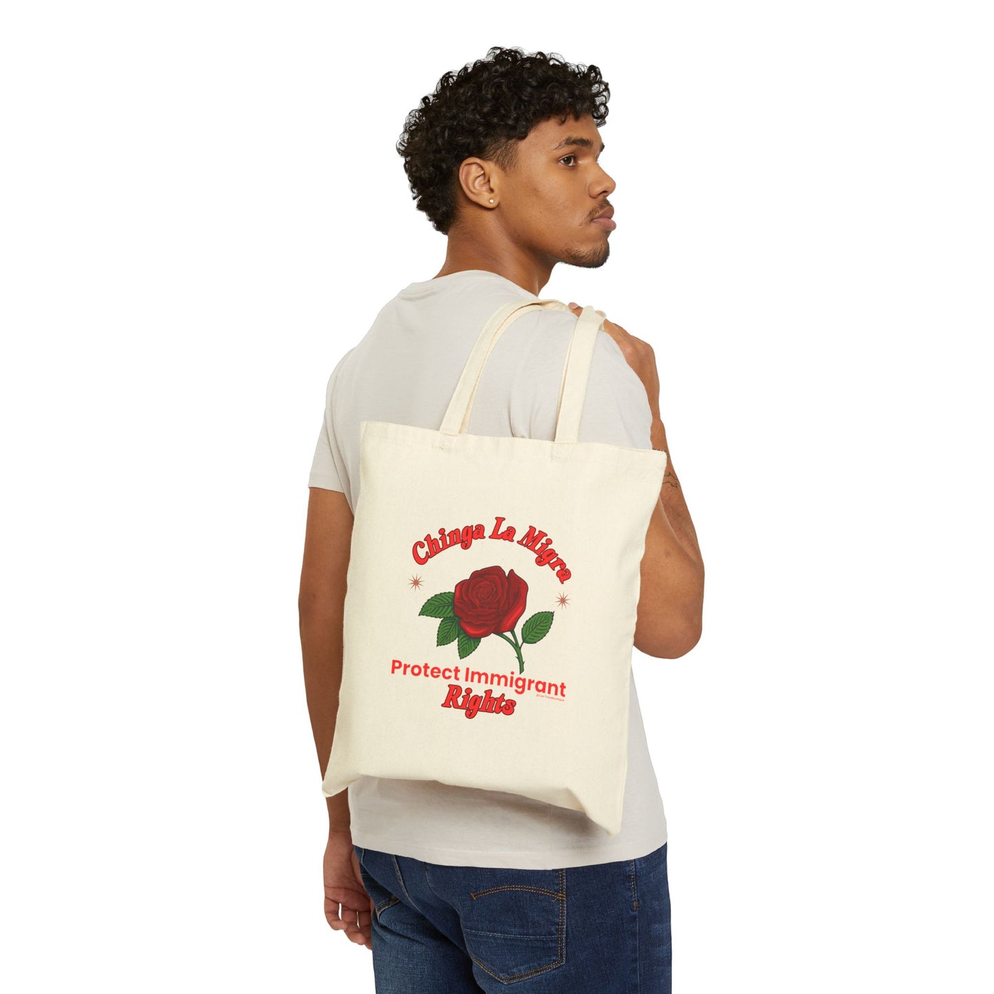 Power in Bloom: Protect Immigrant Rights Canvas Tote Bag - Floral Design, Eco-Friendly Shopping, Protest, Activism, Gift for Advocates