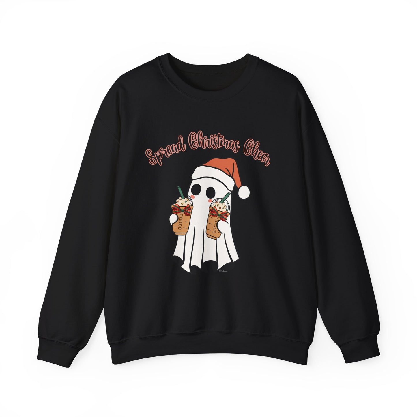 Spread Christmas Cheer Ghost and Coffee Christmas Coquette Unisex Heavy Blend™ Crewneck Sweatshirt