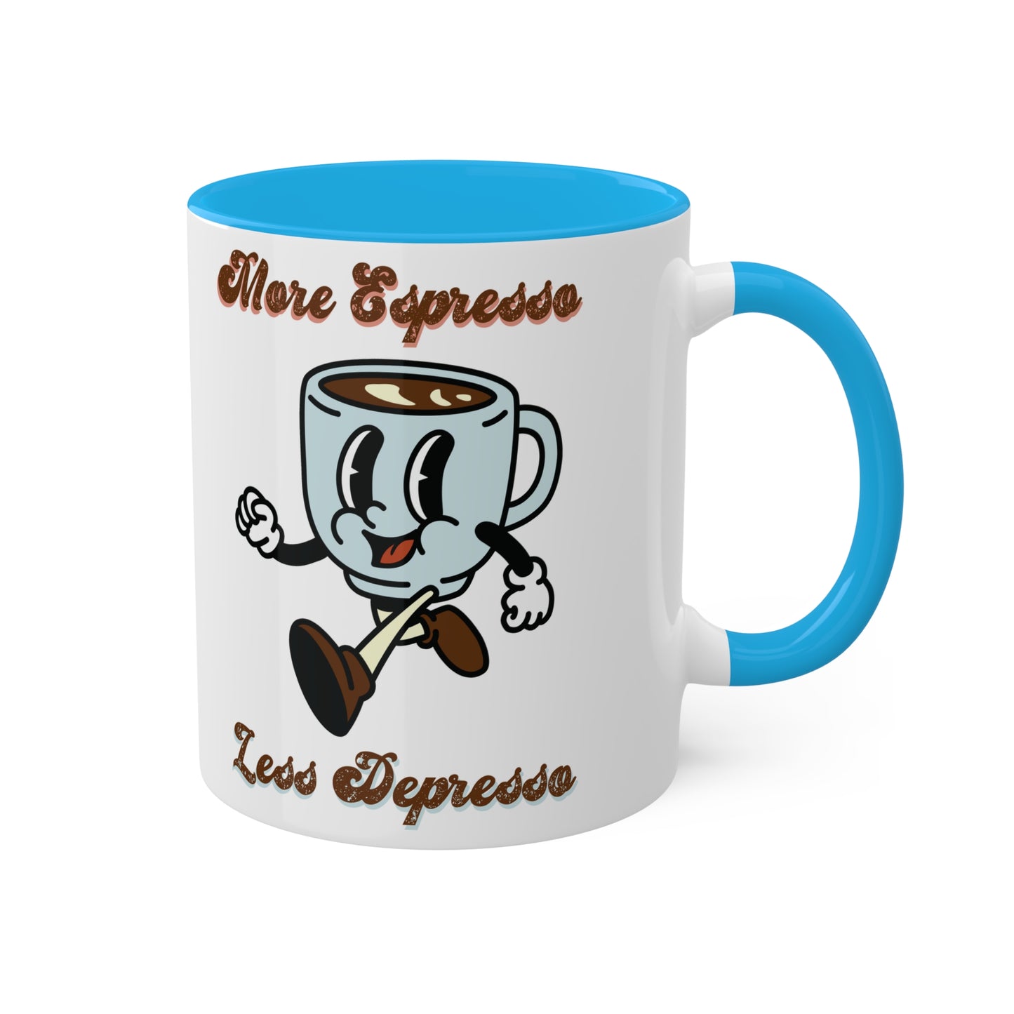 More Espresso, Less Depresso Colorful Mugs, 11oz