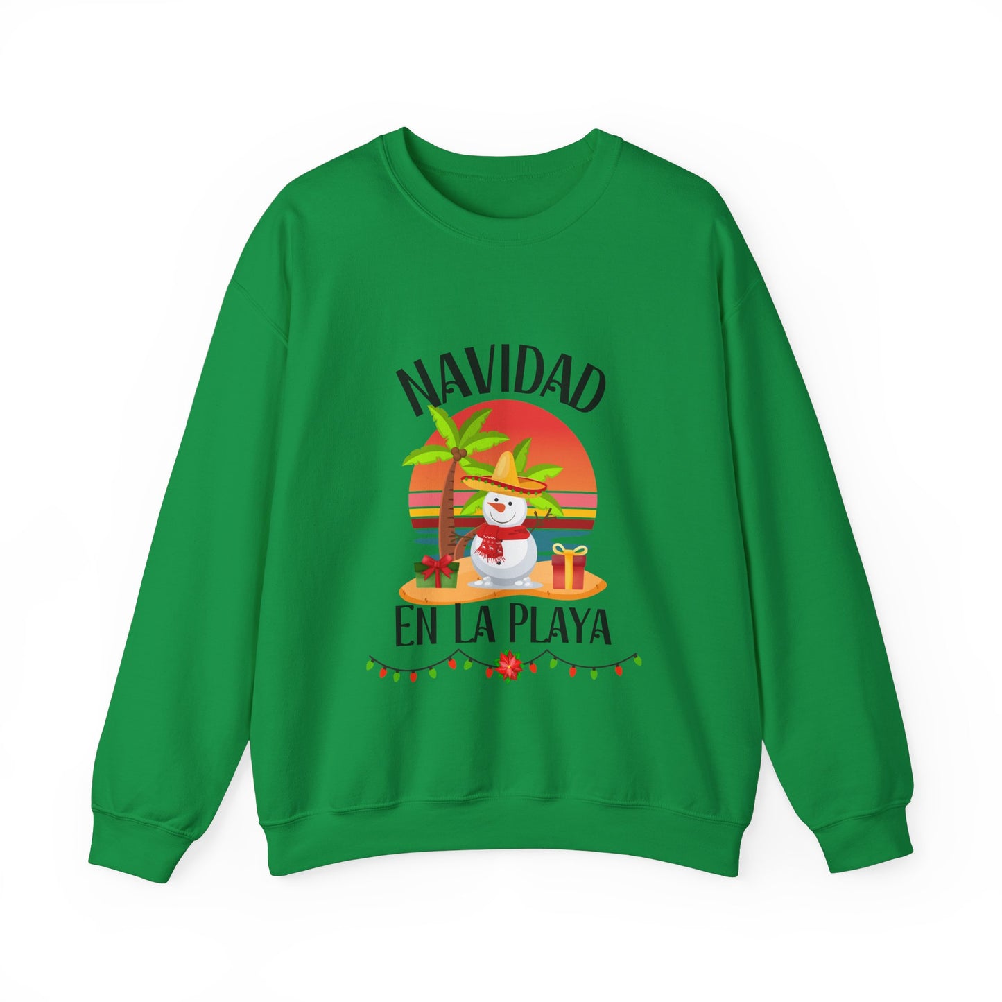 Navidad en La Playa Snowman on the Beach Heavy Blend™ Crewneck Sweatshirt