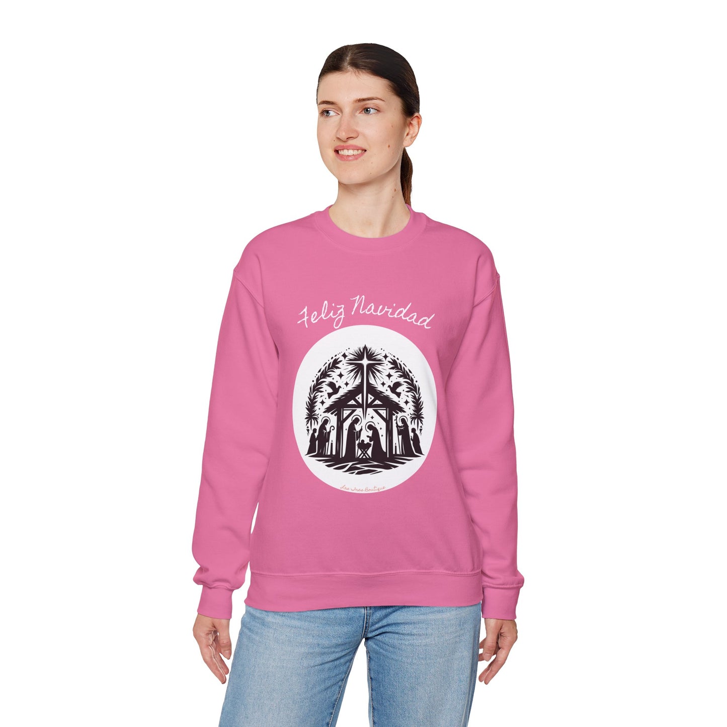 "'Feliz Navidad' escena de Nacimiento" Unisex Heavy Blend™ Crewneck Sweatshirt