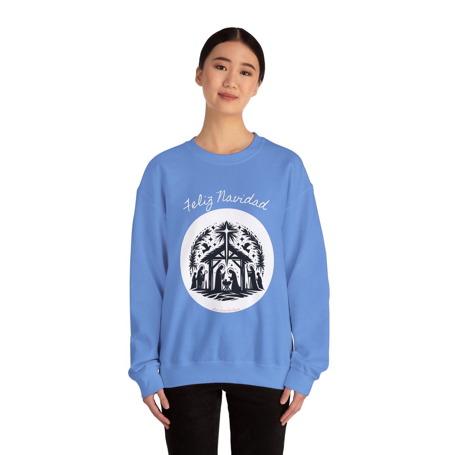 "'Feliz Navidad' escena de Nacimiento" Unisex Heavy Blend™ Crewneck Sweatshirt