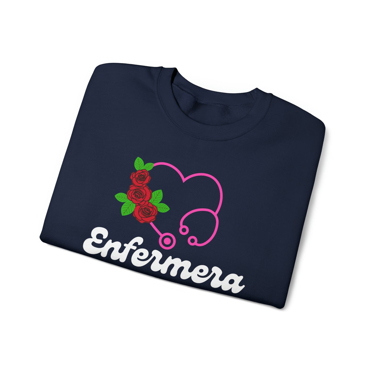 Enfermera Floriada Rose & Pink Stethescope Unisex Heavy Blend™ Crewneck Sweatshirt