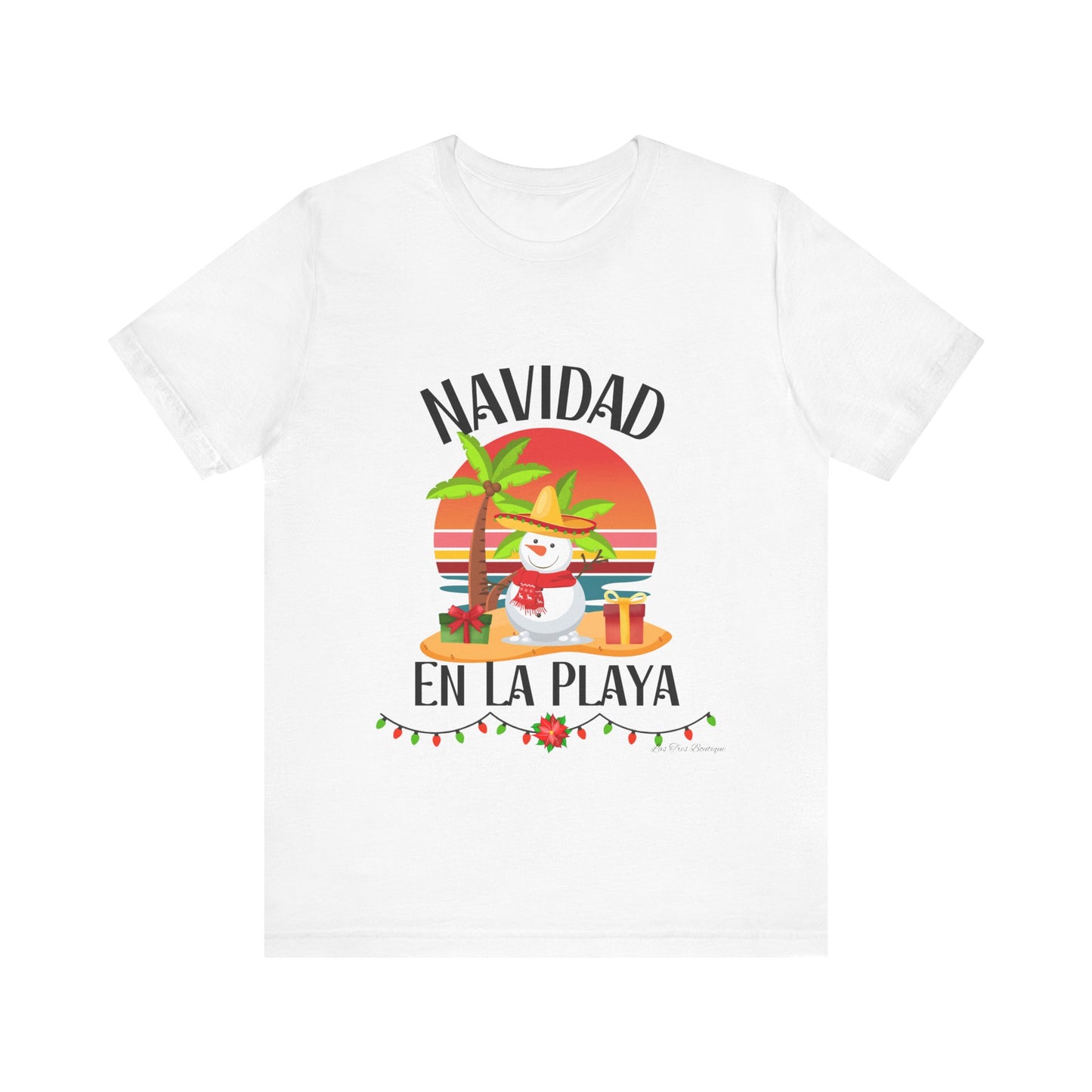 Navidad en La Playa Snowman on the Beach Unisex Jersey Short Sleeve Tee