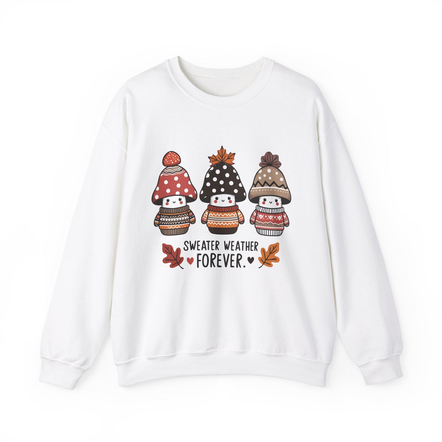 Cozy Fall Sweatshirt with Cute Mushrooms in Sweaters & Beanies – Whimsical Autumn Fashion for Latina Style