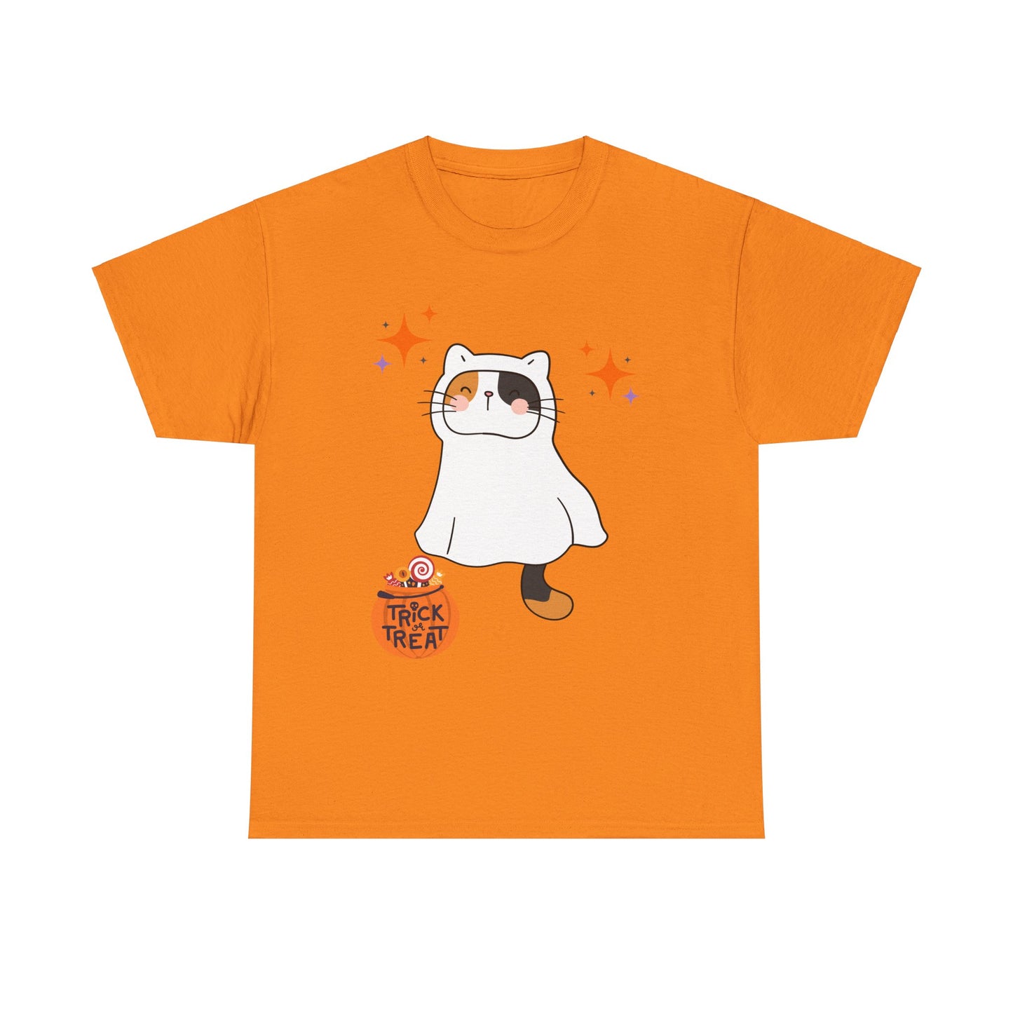 Cute Kitten Ghost Halloween T-Shirt – Spooky and Sweet Trick-or-Treat Design