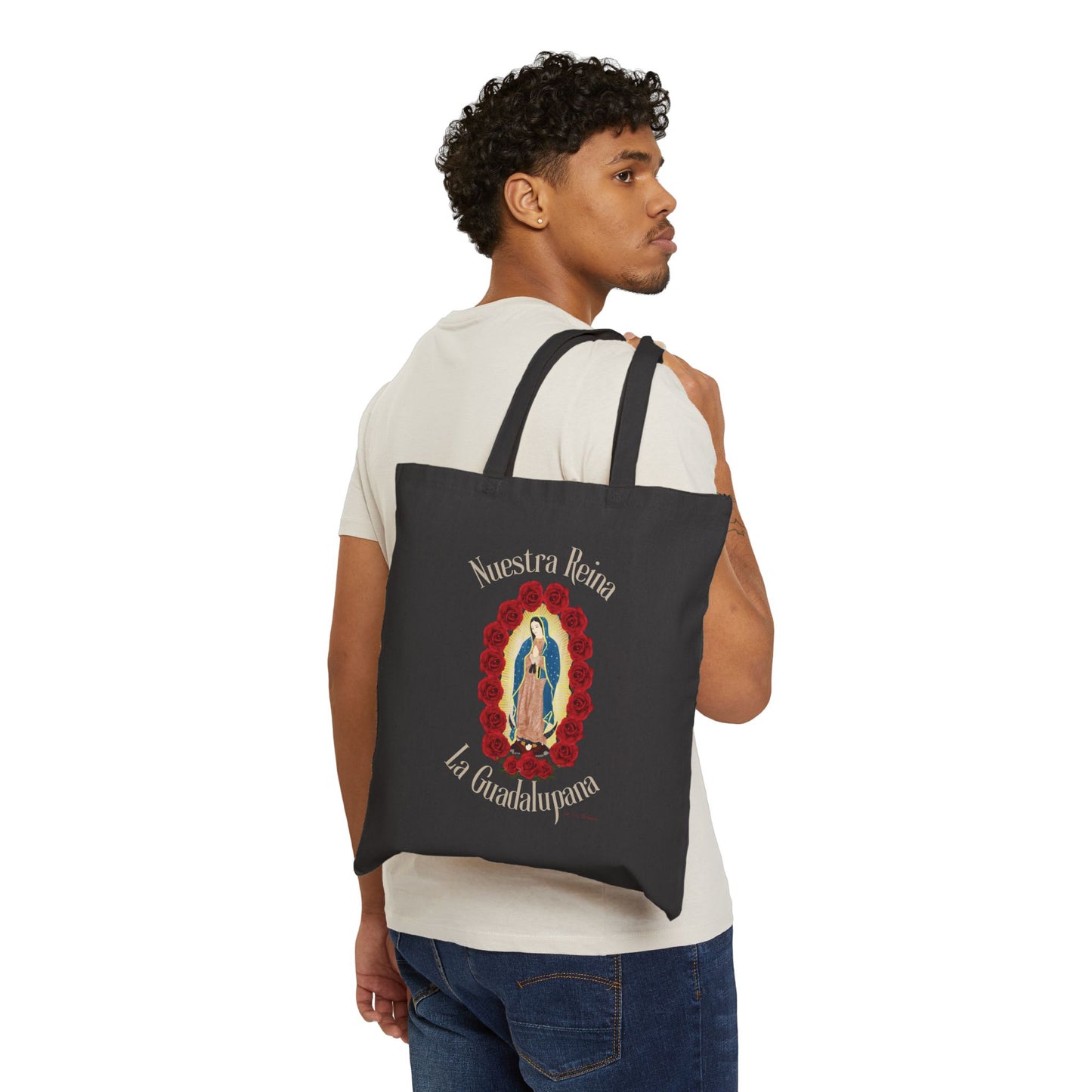 Nuestra Reina La Guadalupana Cotton Canvas Tote Bag