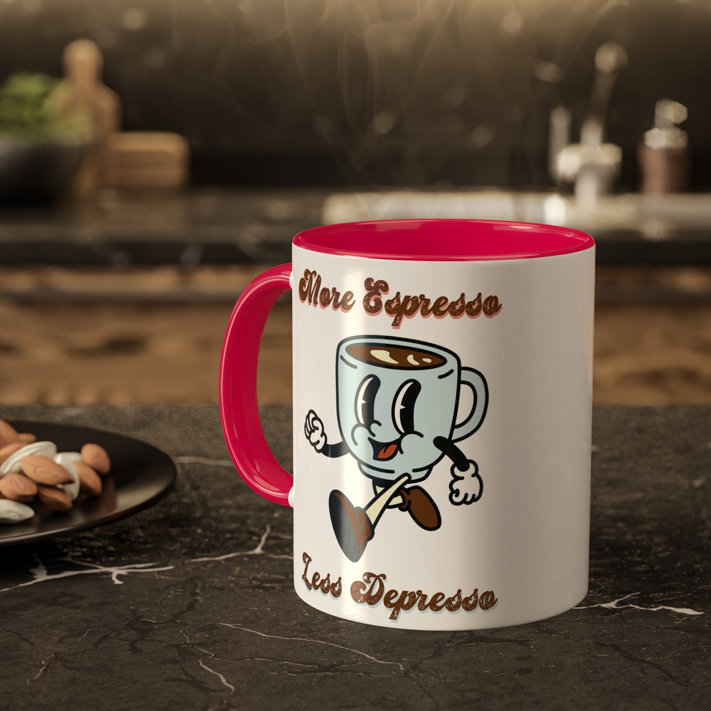 More Espresso, Less Depresso Colorful Mugs, 11oz