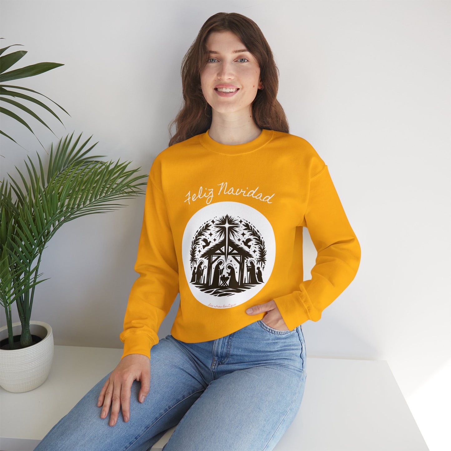 "'Feliz Navidad' escena de Nacimiento" Unisex Heavy Blend™ Crewneck Sweatshirt