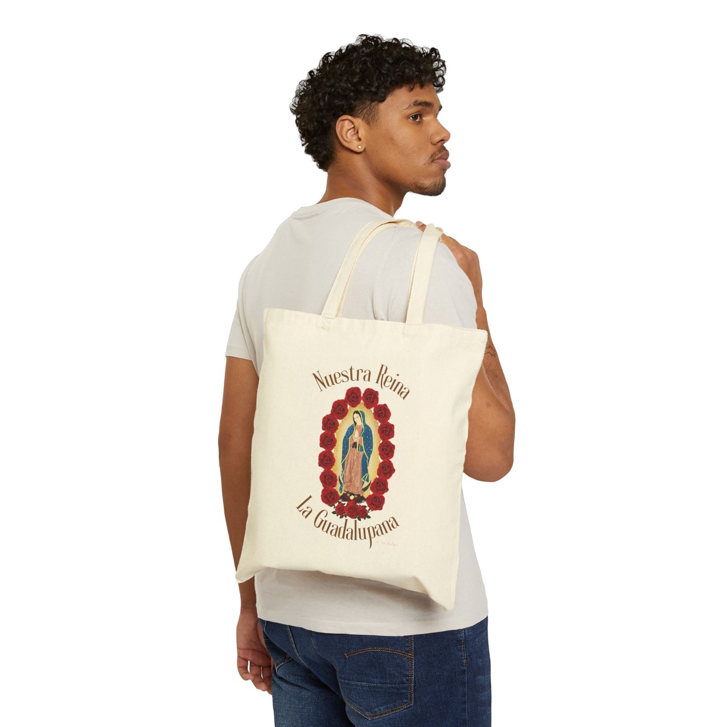 Nuestra Reina La Guadalupana Cotton Canvas Tote Bag