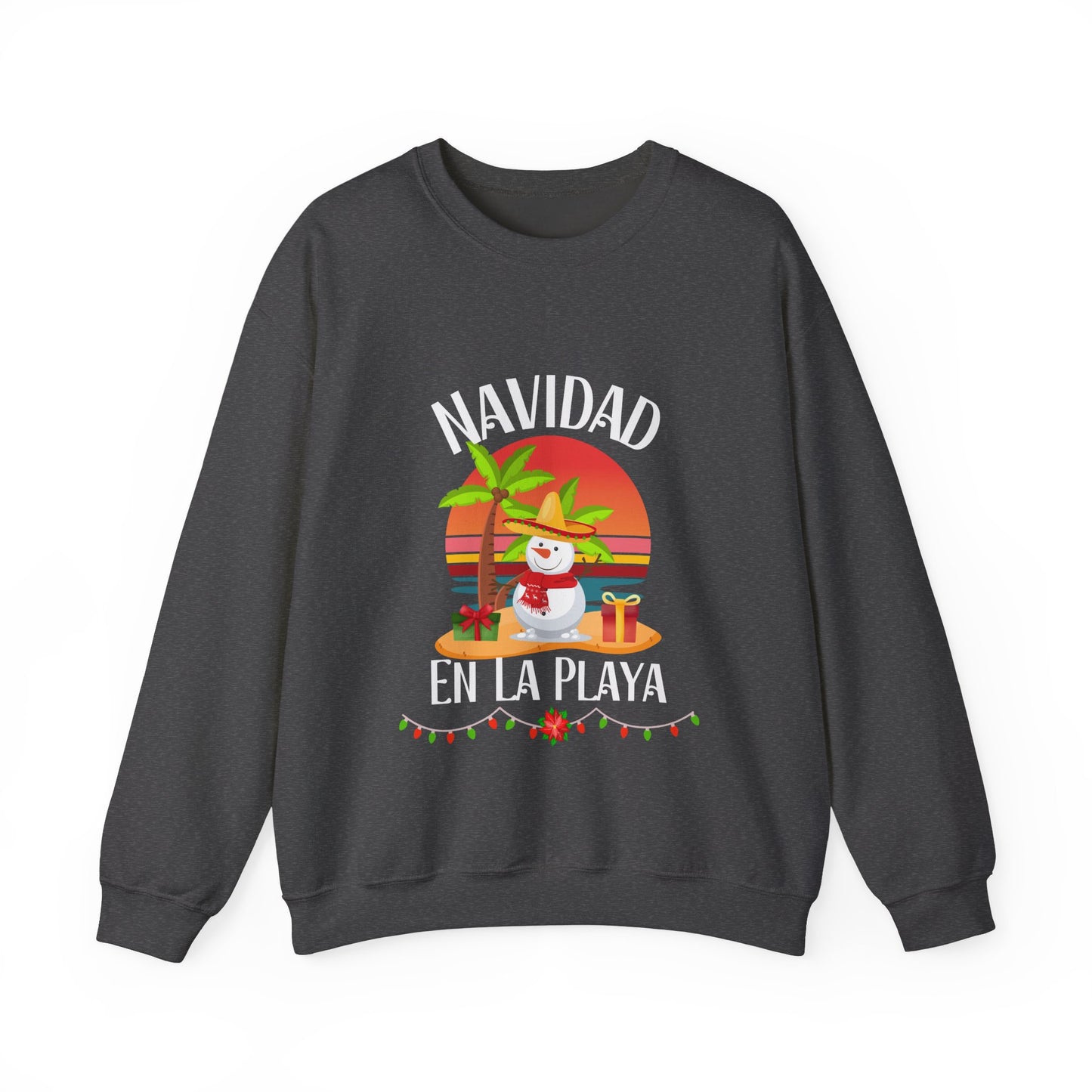 Navidad en La Playa Snowman on the Beach Heavy Blend™ Crewneck Sweatshirt