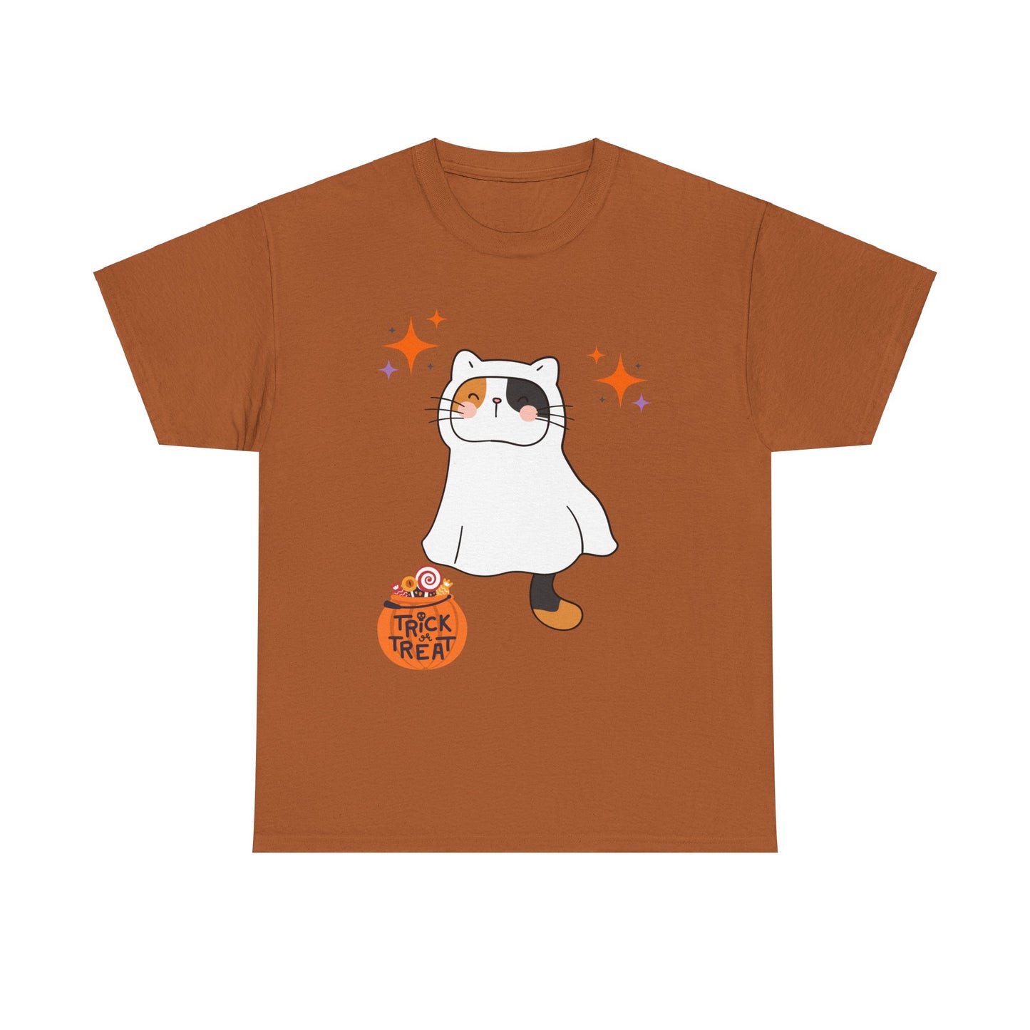 Cute Kitten Ghost Halloween T-Shirt – Spooky and Sweet Trick-or-Treat Design