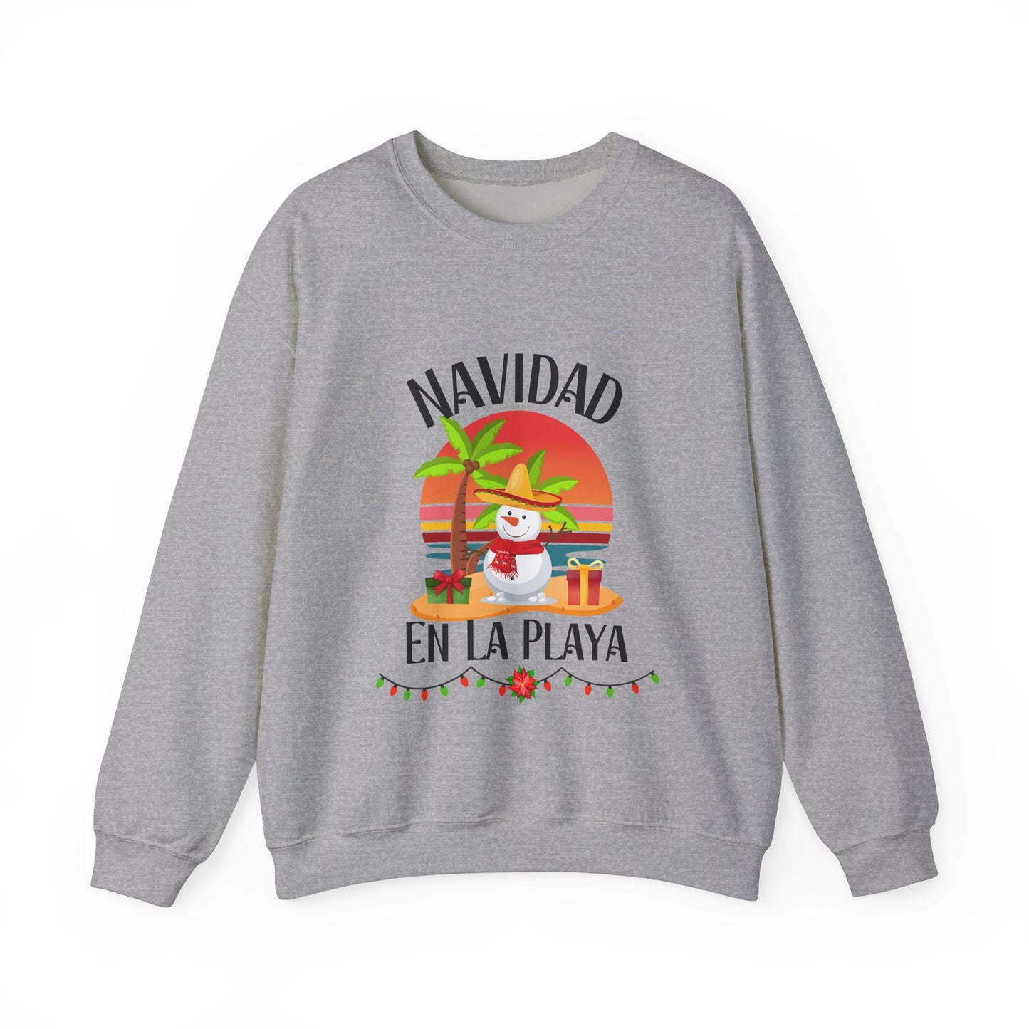 Navidad en La Playa Snowman on the Beach Heavy Blend™ Crewneck Sweatshirt