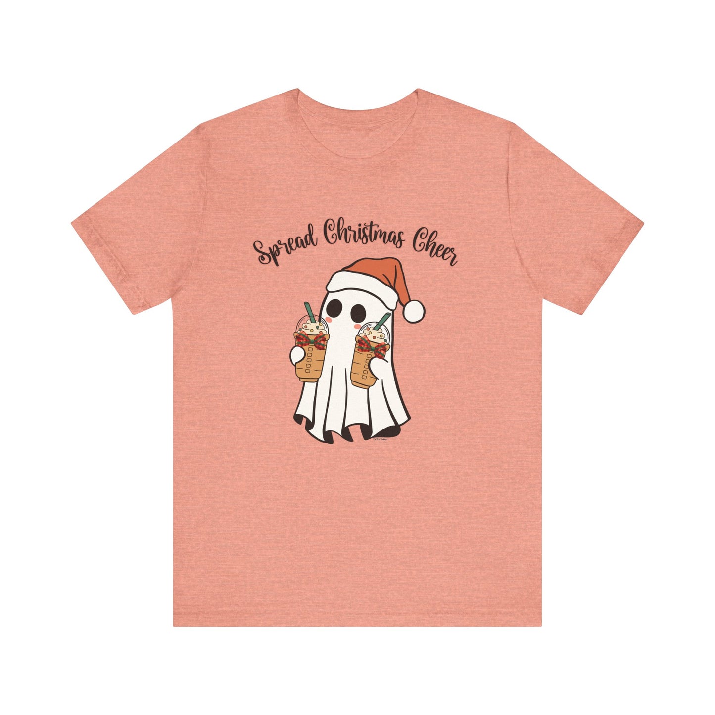 Spread Christmas Cheer Ghost and Coffee Christmas Coquette Unisex Jersey Short Sleeve Tee