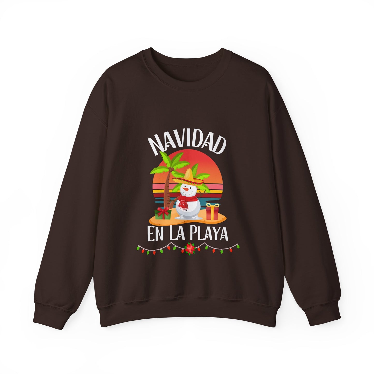 Navidad en La Playa Snowman on the Beach Heavy Blend™ Crewneck Sweatshirt